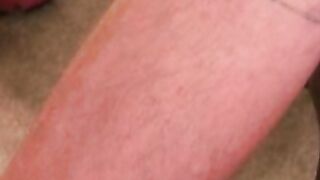 Bearded tattooed mature guy jerks off and cums on himself
