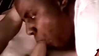 Interrracial blowjob threesome with a mature black gay