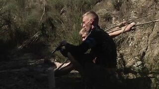 Bound twink face fucked and wax tormented outdoor