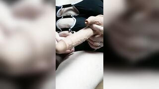 Bbw old lady dildoing both holes
