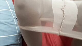 She wants me to lick her nylon foot and cum into her cunt