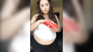 BBW Thicccollegegirl burger & fries stuffing two (plus burps)
