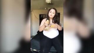 BBW Thicccollegegirl burger & fries stuffing two (plus burps)