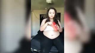 BBW Thicccollegegirl burger & fries stuffing two (plus burps)