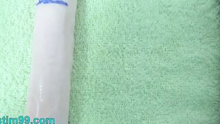 Intense Peehole Fucking with Big Toy and Masturbation