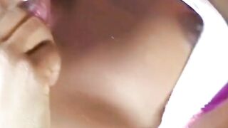 Incredible lesbo with natural titties loving getting her vagina drilled