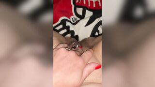 Pee into bed while running Snatch, extremely soak cunt