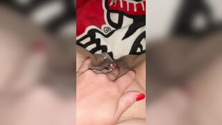 Pee into bed while running Snatch, extremely soak cunt
