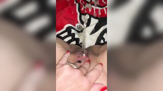 Pee into bed while running Snatch, extremely soak cunt