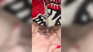 Pee into bed while running Snatch, extremely soak cunt