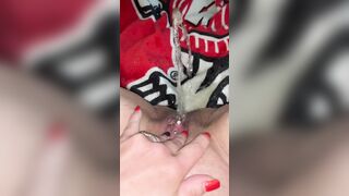 Pee into bed while running Snatch, extremely soak cunt