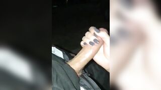 women blows long penis into outdoor