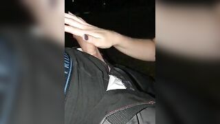 women blows long penis into outdoor