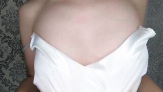 long jugs dark haired grind nipples with oil and plays with them