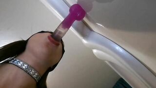 Catgirl eagerly blows a huge sex toy