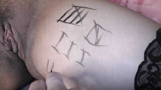 Huge boob wifey inside pantyhose getting her first crazy body writing