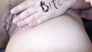 Huge boob wifey inside pantyhose getting her first crazy body writing