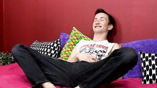 Impressive cock stroking from an adorable skinny young man