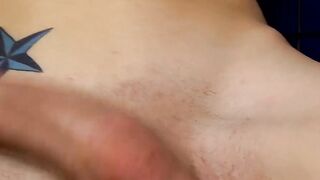 Skinny gay Bentley Ryan interviewed and jerking off to cum