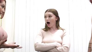 Redhead milf shrink seduces couple into a hot threesome