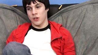 Interviewed twink Kyler Moss jerks off before cumming hard