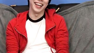 Interviewed twink Kyler Moss jerks off before cumming hard