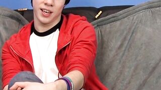 Interviewed twink Kyler Moss jerks off before cumming hard