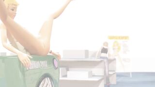 3DGSPOT - 2 Big Boobed Lesbians Try Double Sex Toy Inside A Outside Store! UNCENSORED SEX!
