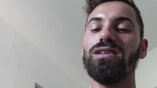 Latino straight with a beard riding the cock and taking the cum