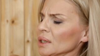 MOMMY'S WOMEN - Stacked Older cougar Passionately Eats Skinny Blonde's Snatch During Weekend At The Spa
