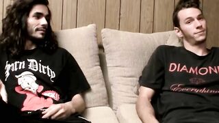 Uncut Devin Reynolds showed off his dick with his buddy in this cum splashing session