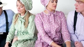 Amish stepmoms Pristine Edge and Penny Barber indulge into forbidden sex with stepson