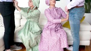 Amish stepmoms Pristine Edge and Penny Barber indulge into forbidden sex with stepson