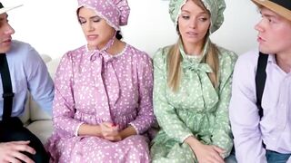 Amish stepmoms Pristine Edge and Penny Barber indulge into forbidden sex with stepson