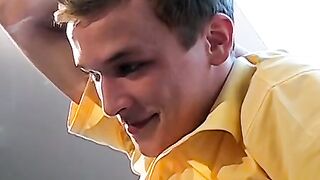 Cute Adam oozed cum while smoking after his jerking session