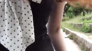 Redhead Japanese cutie solo pussy playing and outdoor peeing