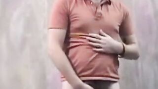 Glasses jock jerking off solo before pounding a sex doll