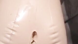 Glasses jock jerking off solo before pounding a sex doll
