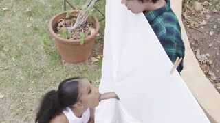 Ebony MILF Olivia Jayys workout teases pervy and handsome neighbor Hoe 2