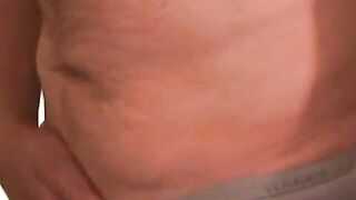 Mature man with small hairy cock masturbates and cums on cam