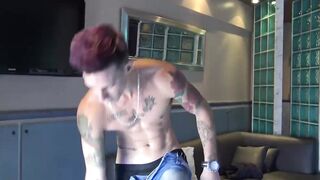 LatinoJuice.com - Inked guy Tattoo Boy wanks his cock intensely after a short photosh