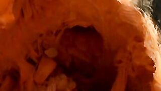 Straight thug has some fun with the pumpkin he is banging