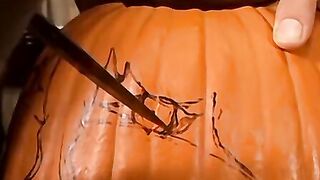 Straight thug has some fun with the pumpkin he is banging
