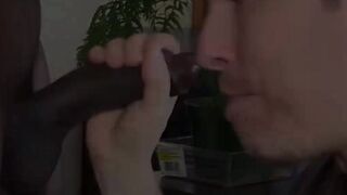Black hunk gets handjob and blowjob from handsome whiteboy