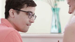 ADULT TIME - Nerdy 18 Yo Ejaculates All Over His cougar Piano Professor Bunny Madison's Incredible Boobies!