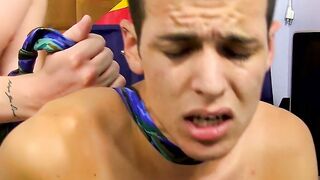 Aaron slobbering on Kylers stiff cock and taking a ride