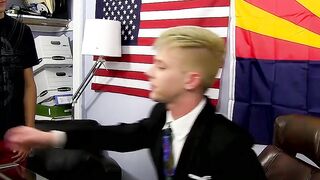 Aaron slobbering on Kylers stiff cock and taking a ride