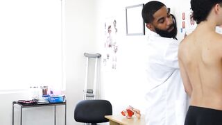 Patient Romeo Rivers gets a protein shot from doctor Shadow to solve his anal lump pr