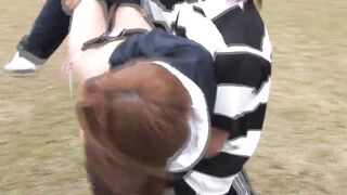 Tiny eastern 18 gangbanging without a condom