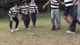 Tiny eastern 18 gangbanging without a condom